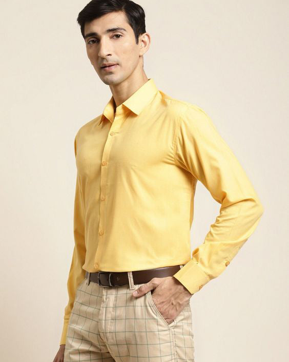 Bright Yellow Colored Linen Shirt