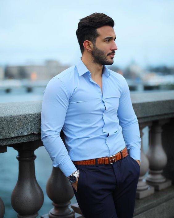 Formal Wear Sky Blue Colored Cotton Shirt