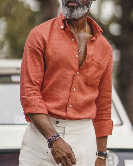 Premium Orange Colored Cotton Shirt