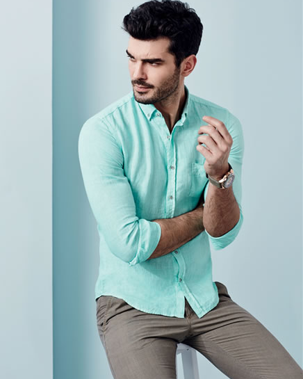 Premium Blue Colored Linen Shirt