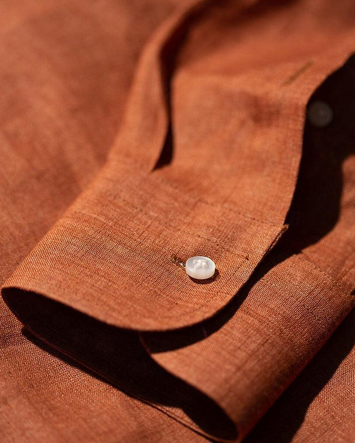Contrast Chronicles: Full-Sleeve Cotton Duo in Pristine White and Rusty Amber