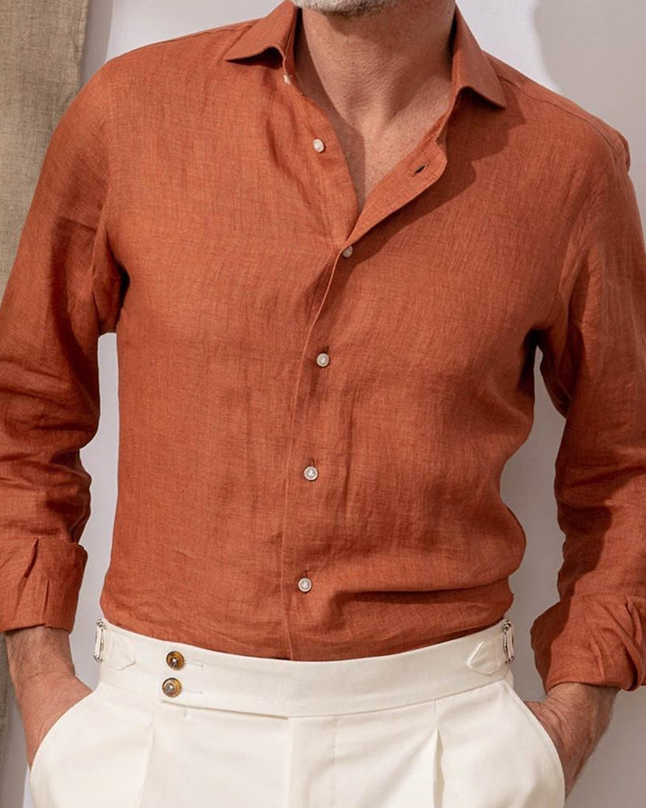 Contrast Chronicles: Full-Sleeve Cotton Duo in Pristine White and Rusty Amber