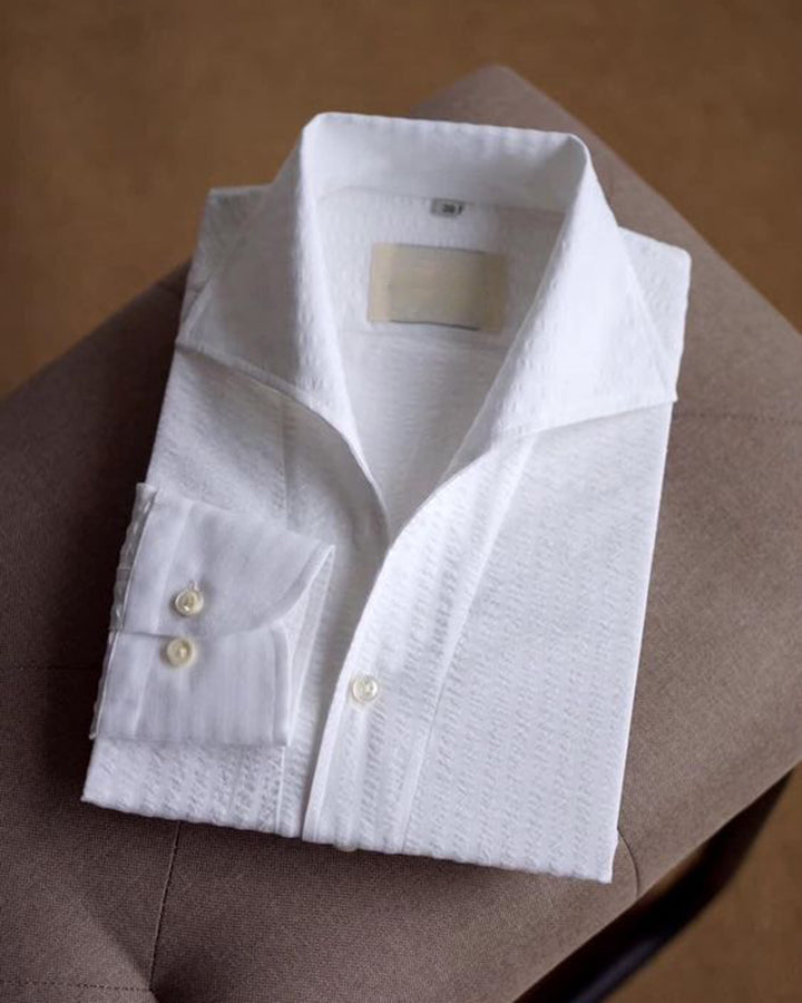 Tailored Fit White Cotton Full Sleeve Shirt