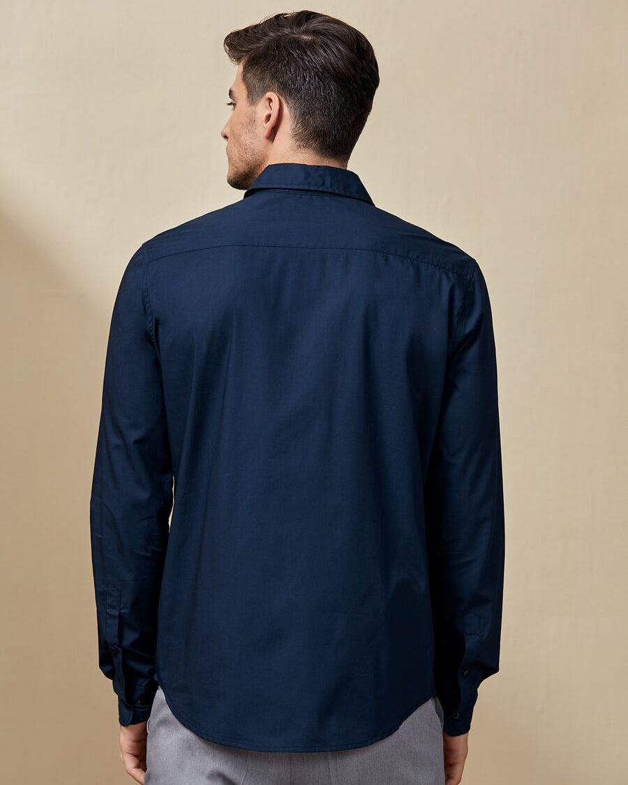 Premium Navy Blue Cotton Full Sleeve Shirt