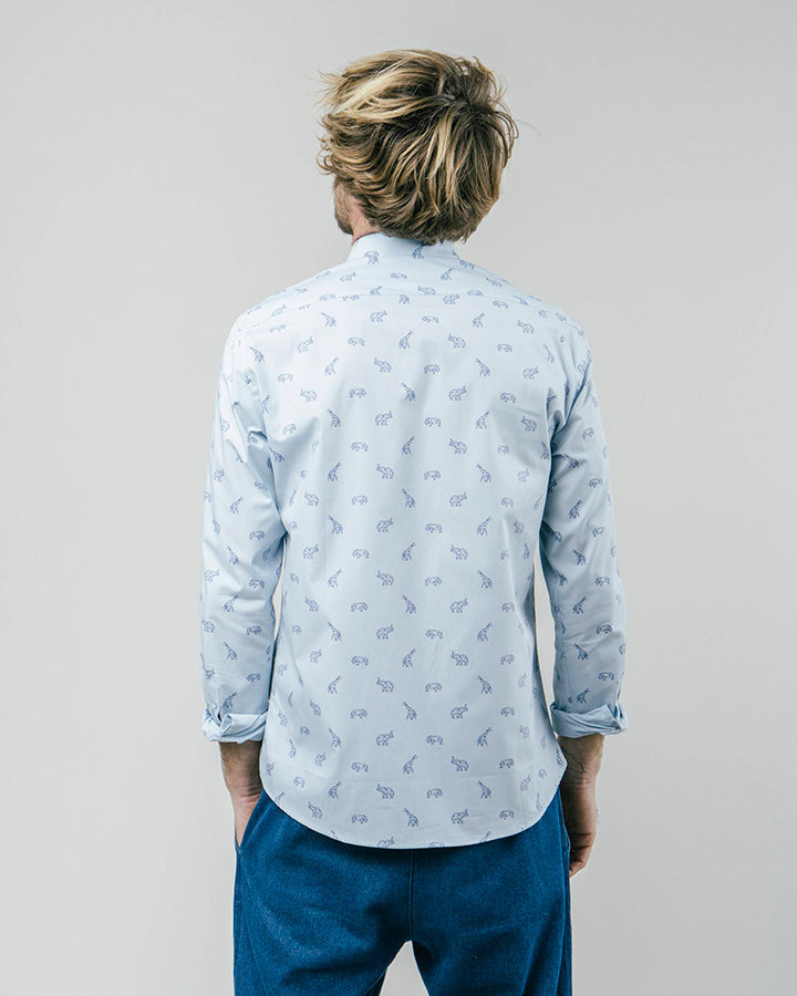 Light Blue Rayon Casual Printed Shirt