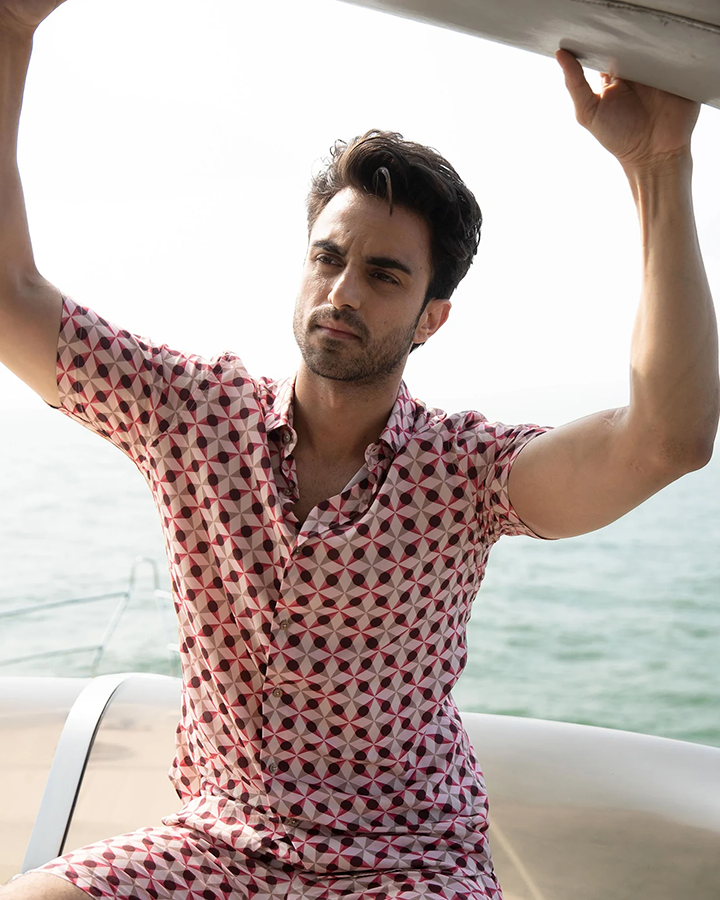Pink colored Geometric Printed Shirt
