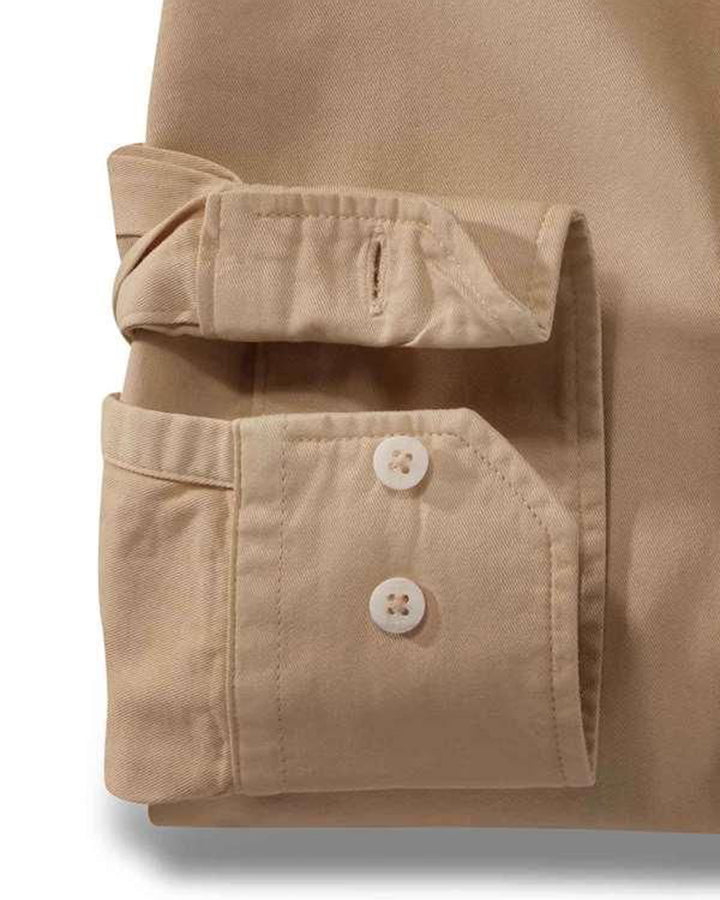 Beige Colored Cotton Solid Shirt