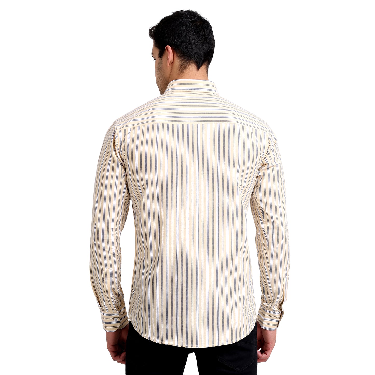 Yellow Colored Striped Cotton Shirt