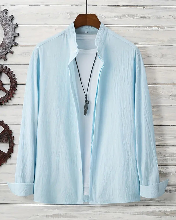 Light Blue Solid Cotton Casual Wear Shirt