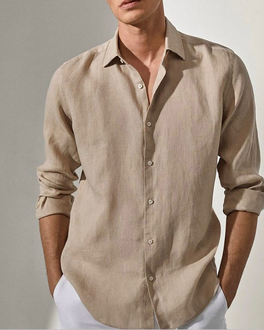 Beige Soft Cotton Full Sleeve Shirt for Office & Smart Casual Outfits