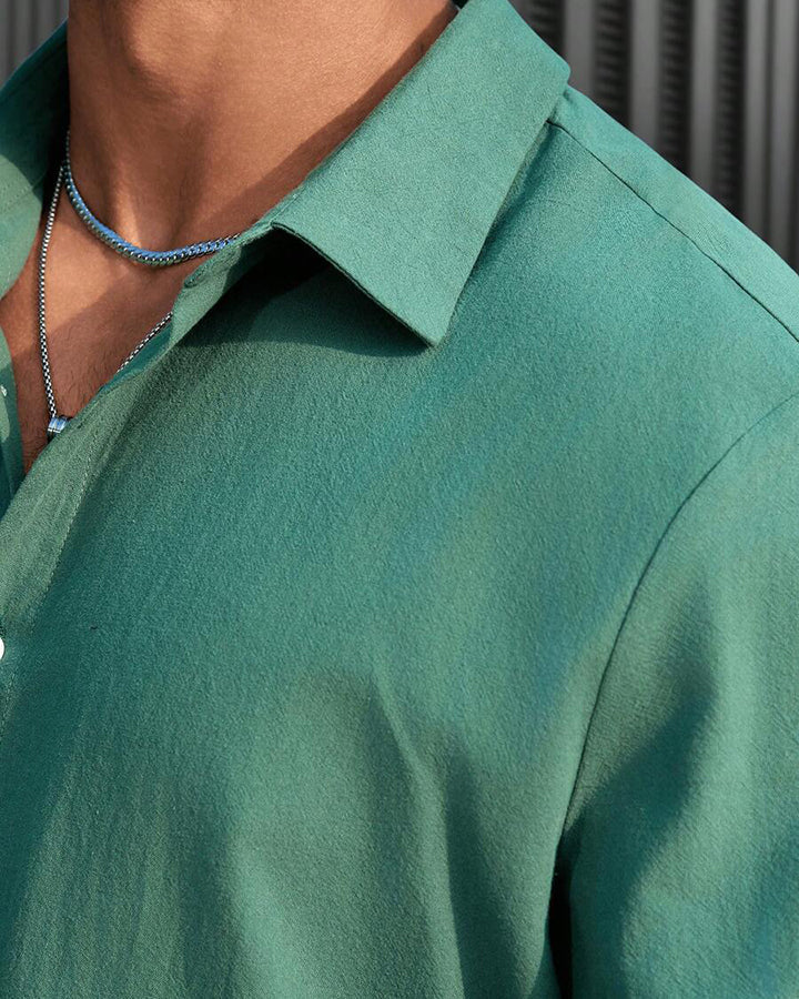 Fashionable Green Colored Cotton Shirt