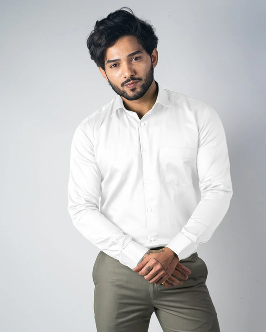 Glowing White Colored Cotton Shirt