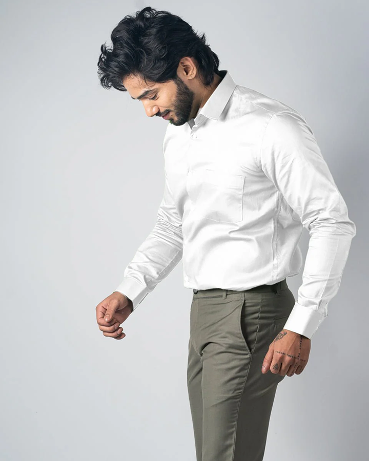 Glowing White Colored Cotton Shirt