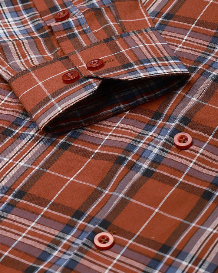 Premium Orange Checkered Cotton Shirt