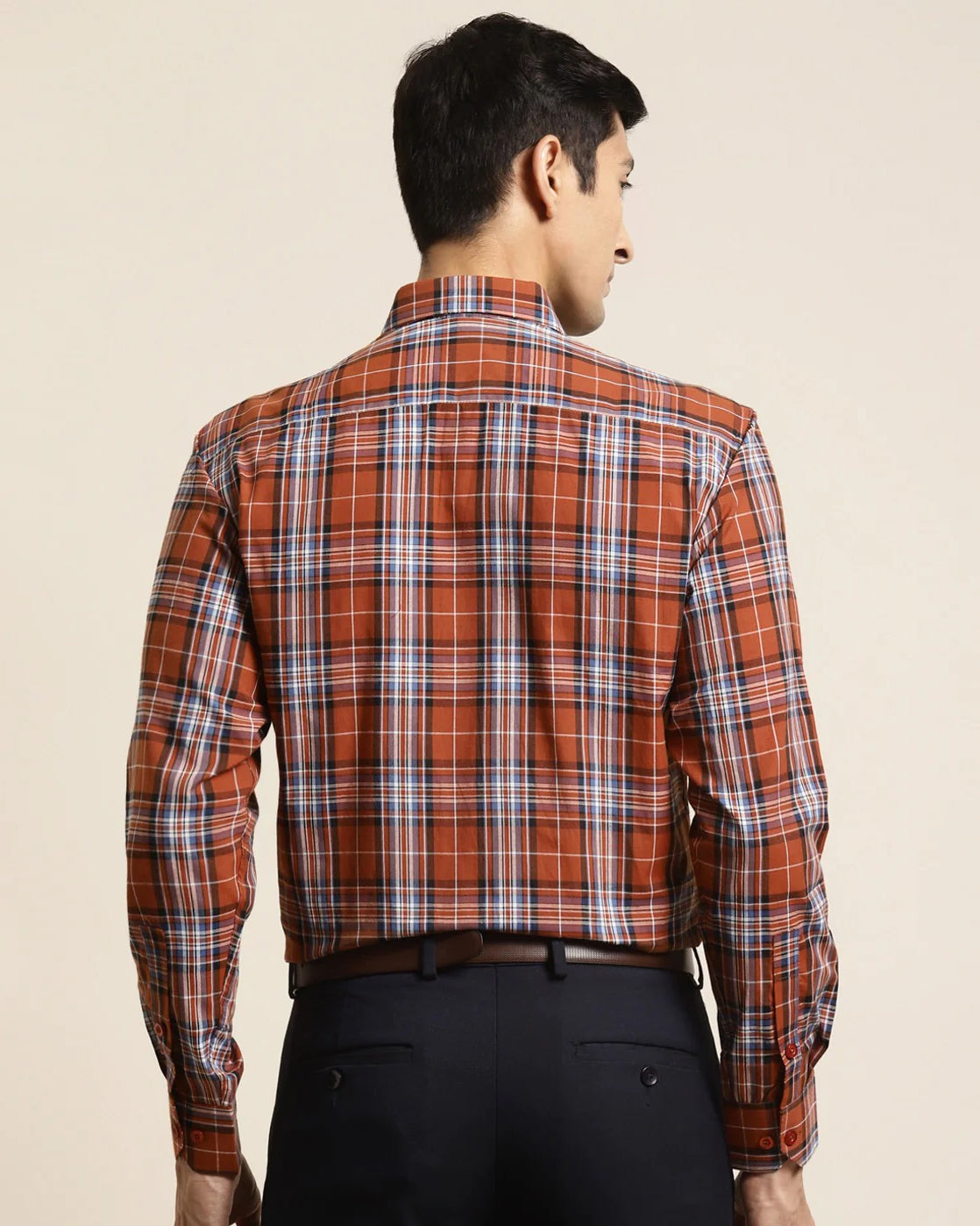 Premium Orange Checkered Cotton Shirt