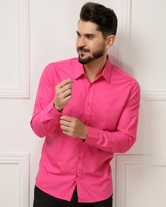 Men's Cotton Dark Pink Formal Shirt