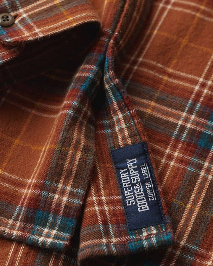 Flannel Orange Colored Checkered Cotton Shirt