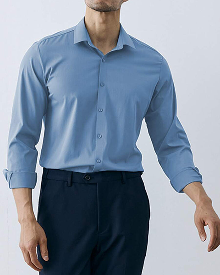 Formal Blue Colored Cotton Plain Shirt