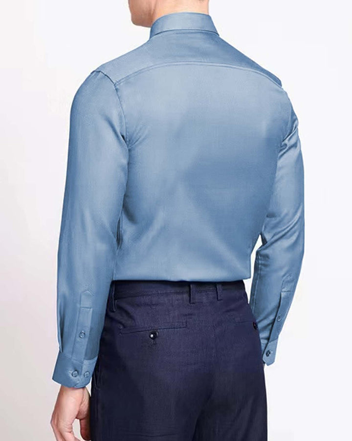 Formal Blue Colored Cotton Plain Shirt