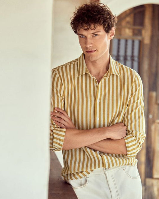 Latest Mustard Yellow Colored Cotton Shirt