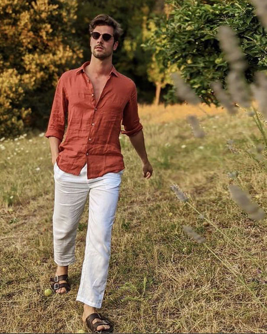 Vintage Rust Orange Colored Cotton Shirt