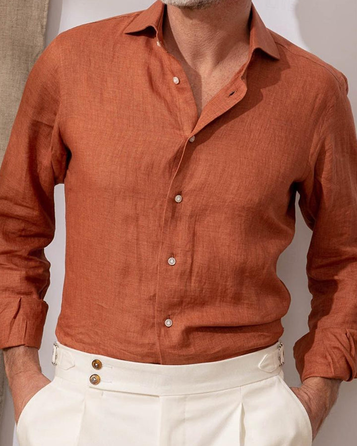 Premium Rust Orange Colored Cotton Shirt