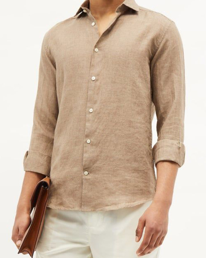 Latest Beige Colored Cotton Full Sleeve Shirt