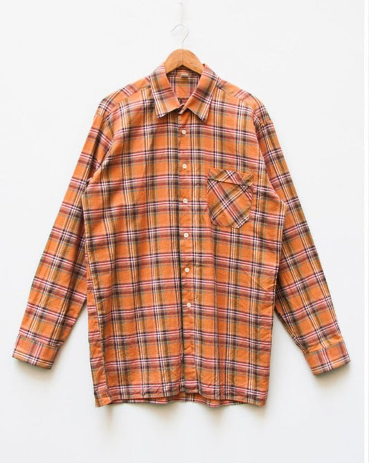 Orange Colored Cotton Checkered Shirt