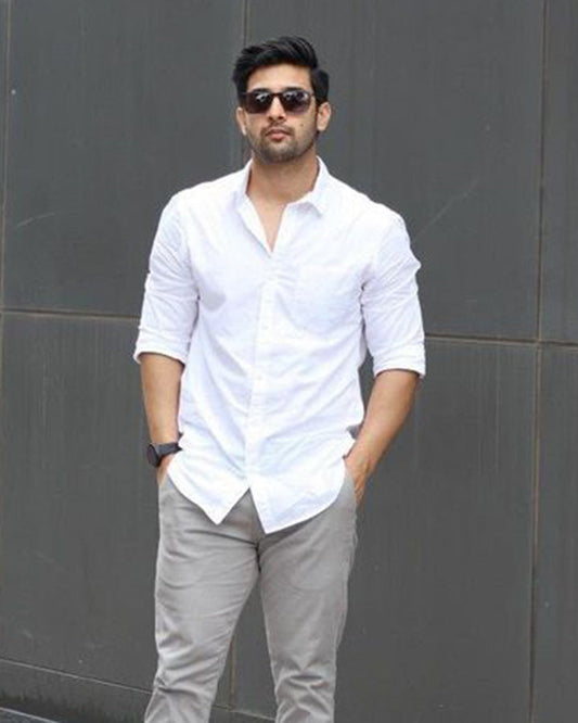 White Colored Cotton Casual Shirt