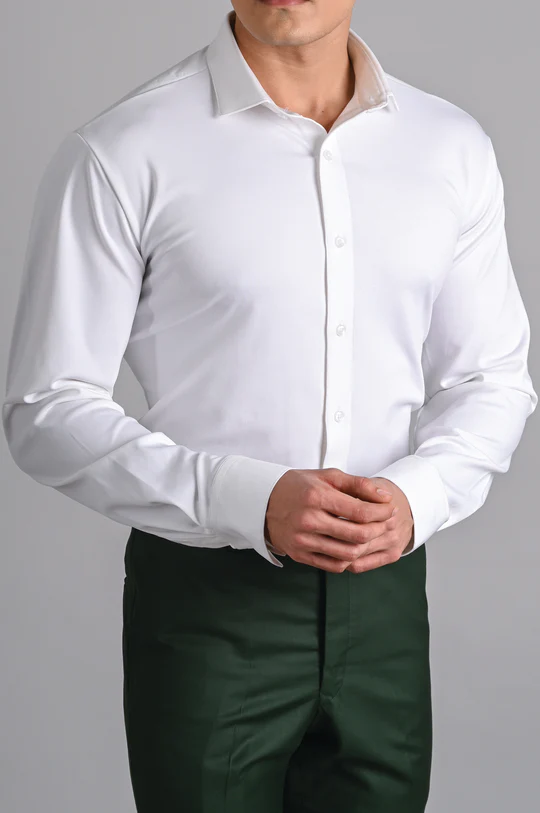 Formal White Colored Cotton Stretch Shirt