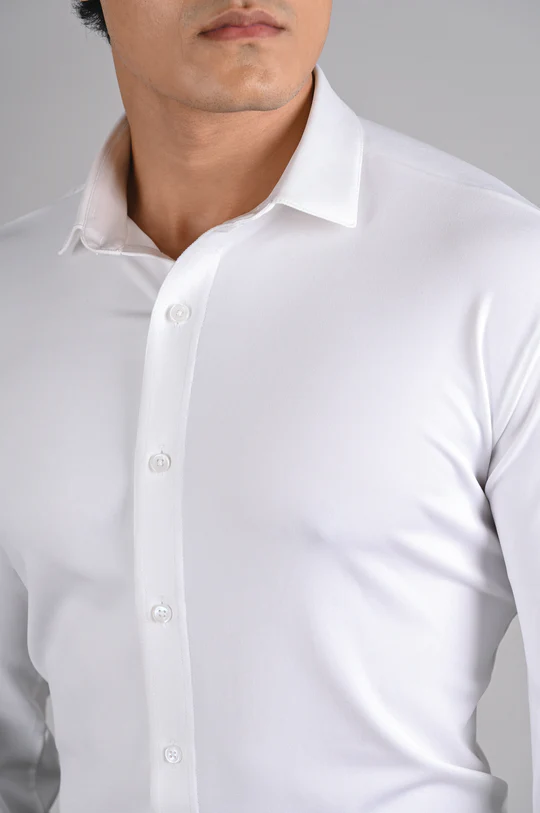 Formal White Colored Cotton Stretch Shirt