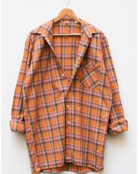 Orange Colored Cotton Checkered Shirt