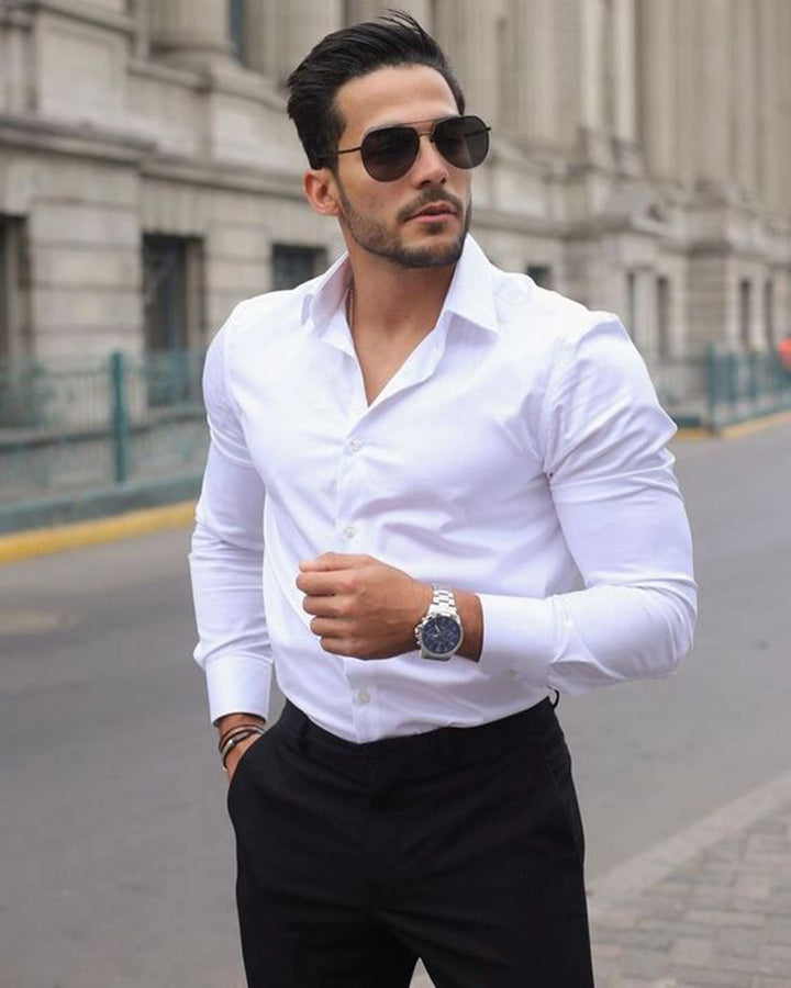 Men's Solid Formal White Shirt