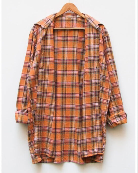 Orange Colored Cotton Checkered Shirt