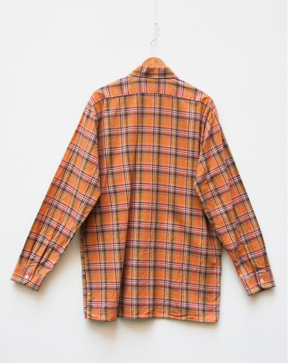 Orange Colored Cotton Checkered Shirt