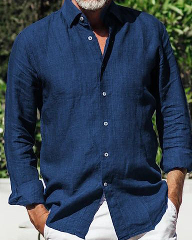 Regular Navy Blue Colored Cotton Shirt