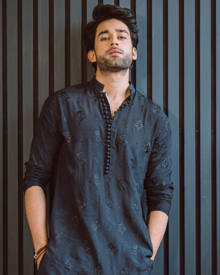 Black Colored Cotton Kurta