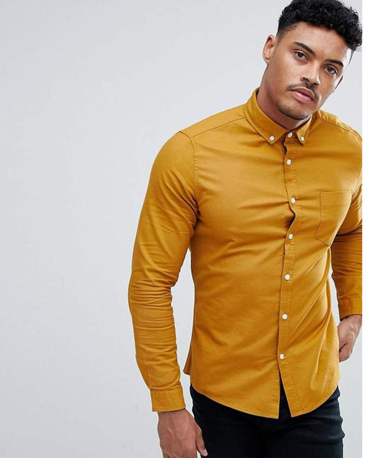 Mustard Yellow Colored Cotton Formal Shirt