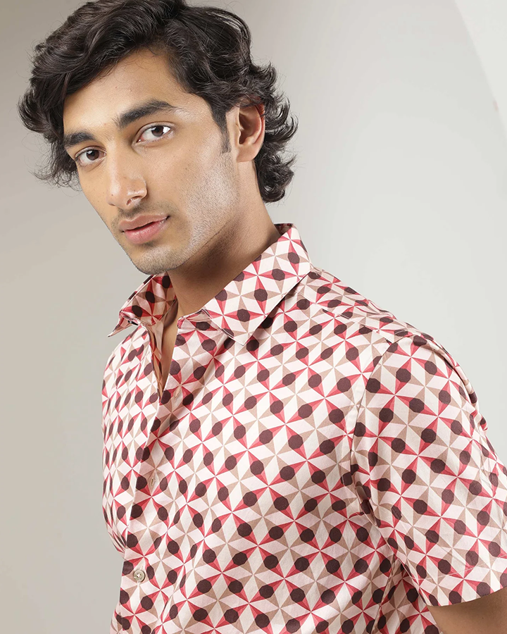 Pink colored Geometric Printed Shirt