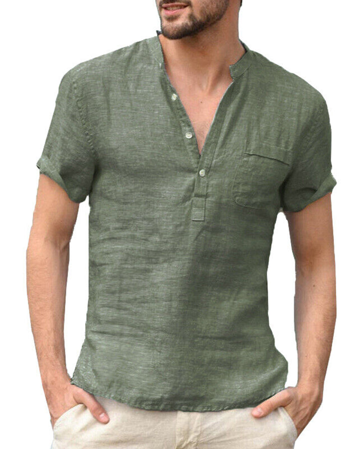 Army Green Colored Cotton Half Sleeve Shirt