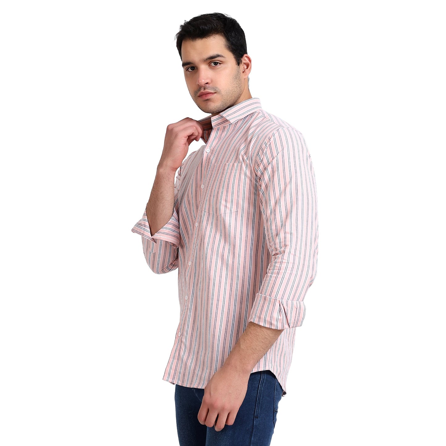 Baby Pink Colored Cotton Striped Shirt