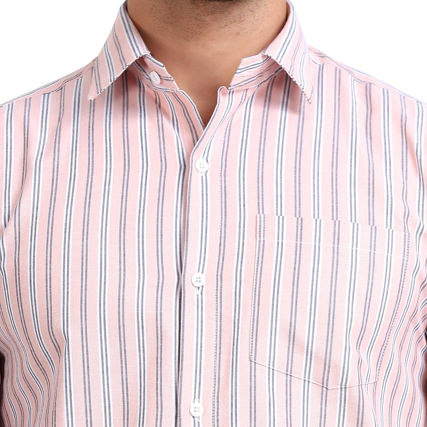 Baby Pink Colored Cotton Striped Shirt