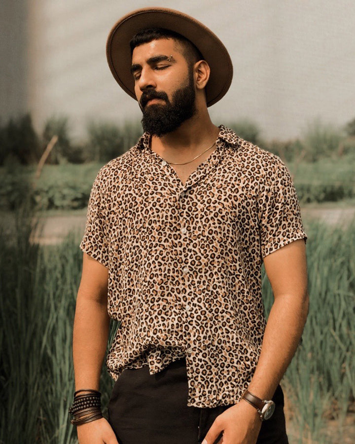 Brown Colored Cotton Half Sleeve Shirt