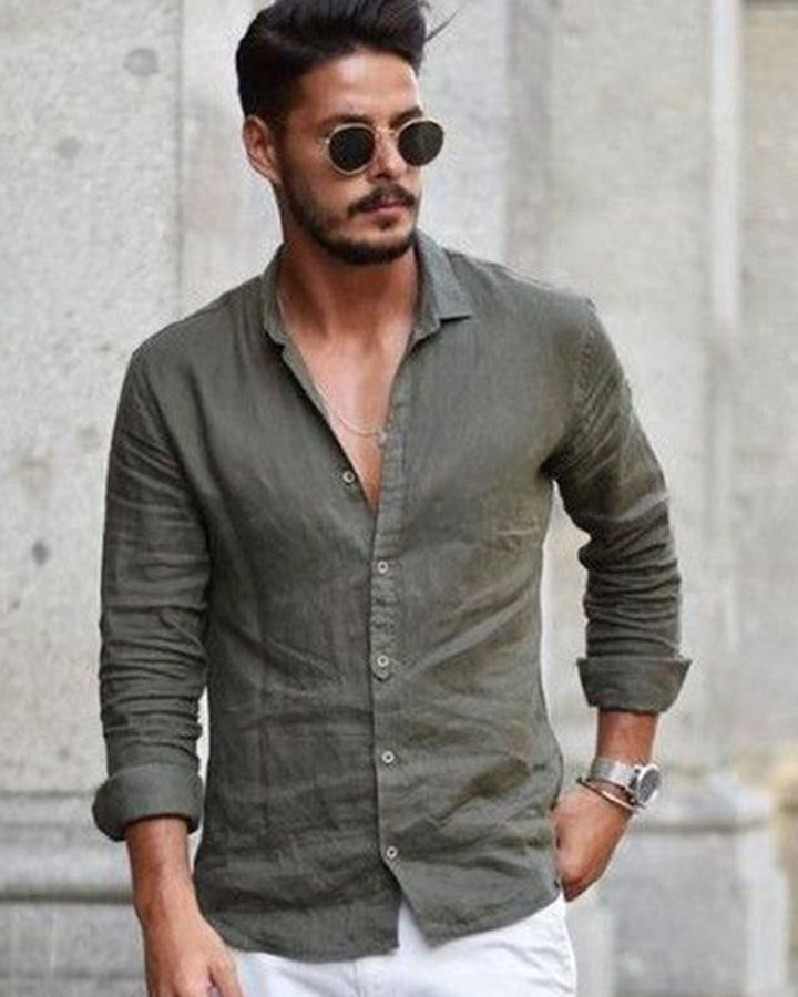 Tempting Olive Colored Cotton Shirt