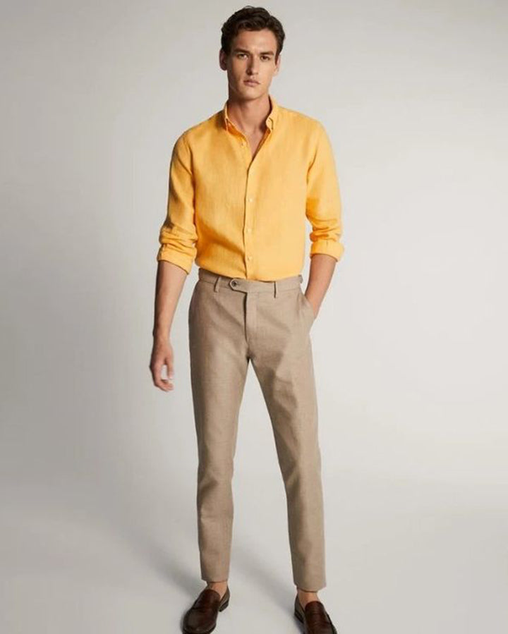 Formal Mustard Yellow Colored Cotton Shirt