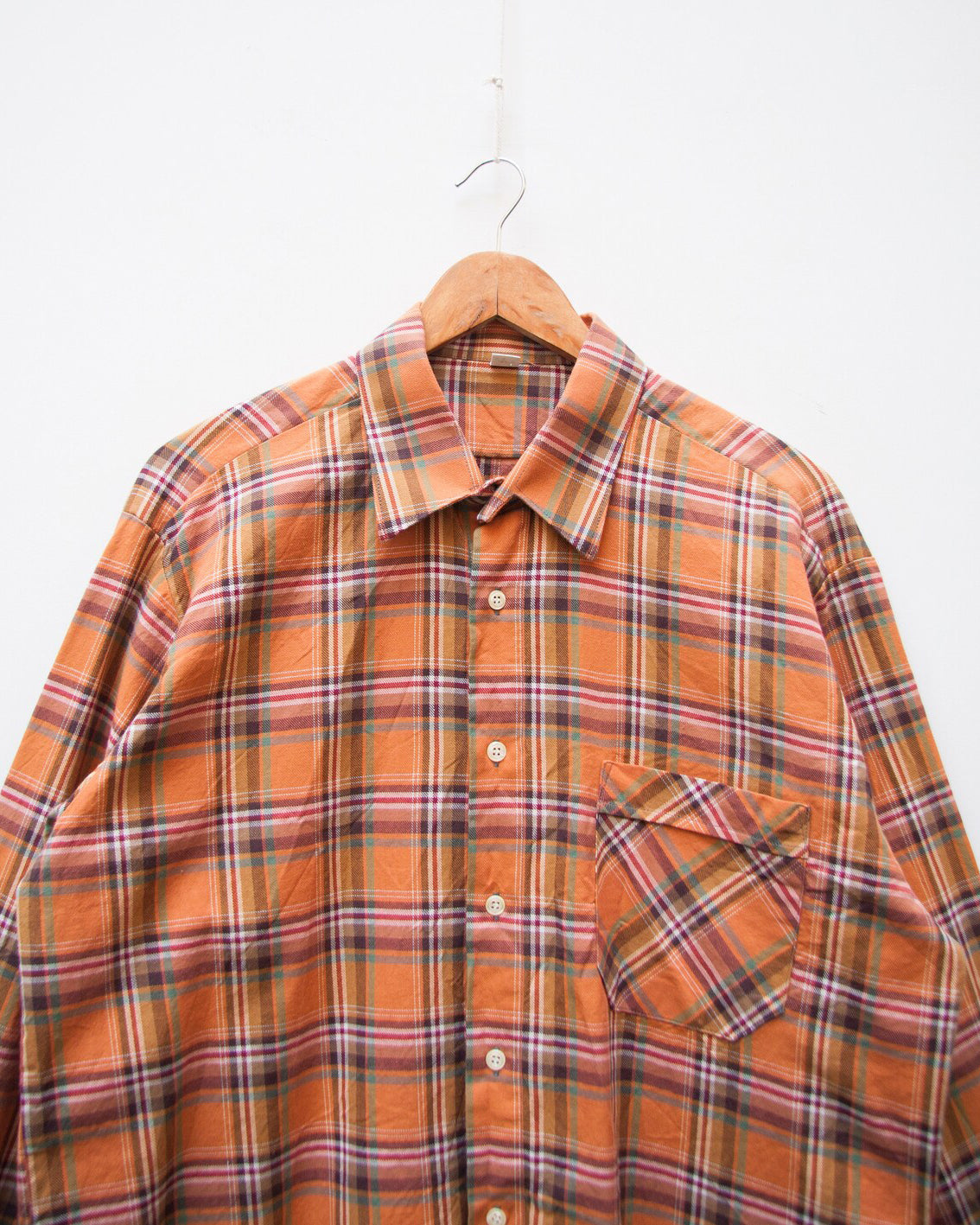 Orange Colored Cotton Checkered Shirt