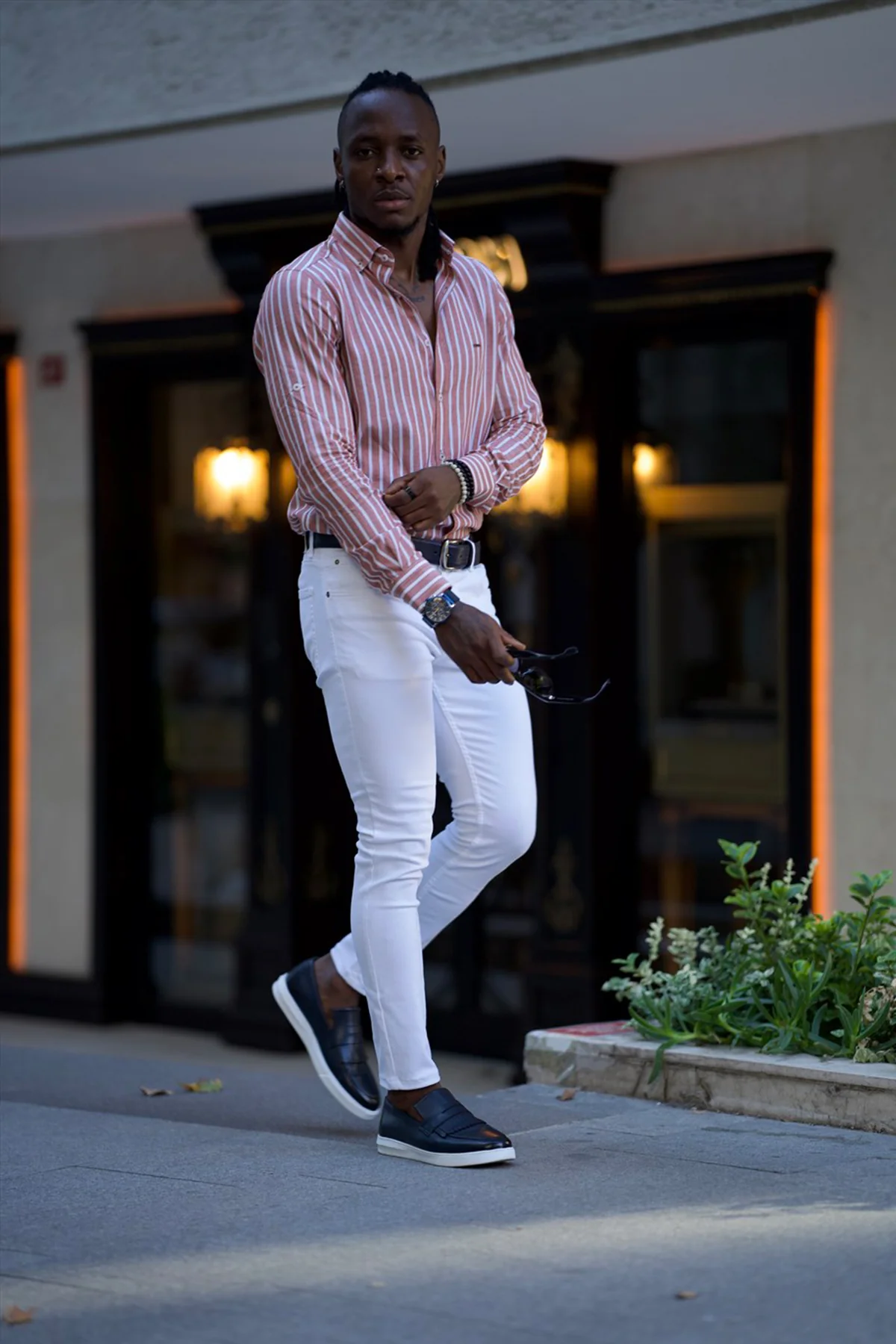 Pink Colored Slim Fit Cotton Shirt