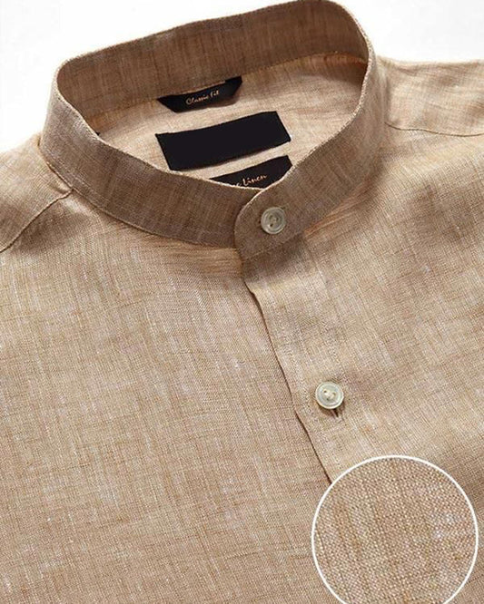 Classic Fit Sand Colored Cotton Shirt